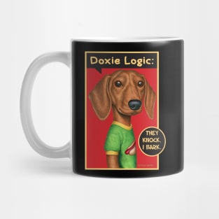 Cute Doxie Dog with green shirt on Dachshund Wearing Green Top Mug